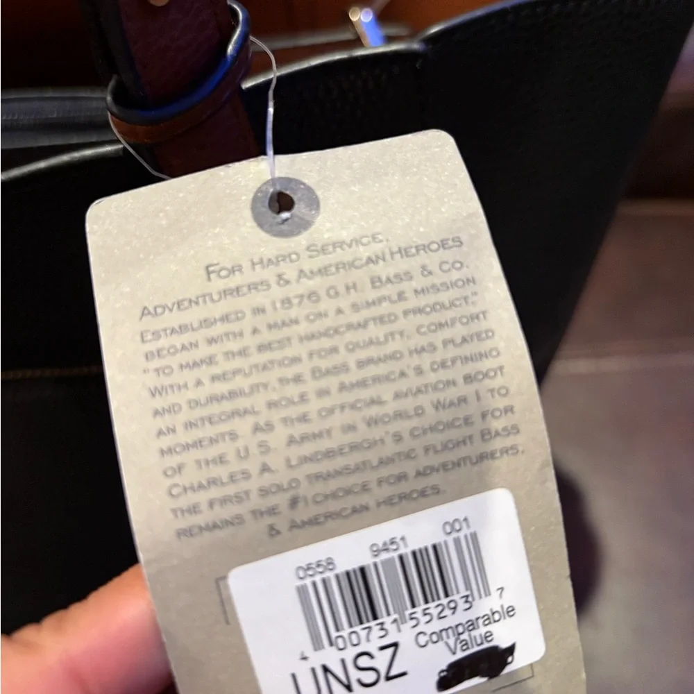 NWT G.H. Bass & Co. Black and Brown Structured Tote Bag - Picture 9 of 11